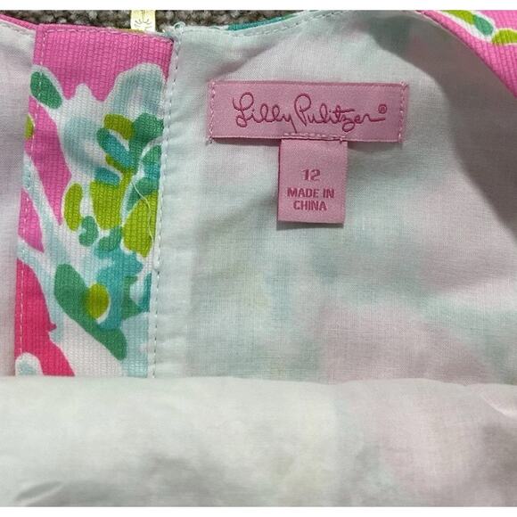 LILLY PULITZER Pink White Tropical Floral Print 100% Cotton Cathy Shift Dress 12 - Picture 7 of 9